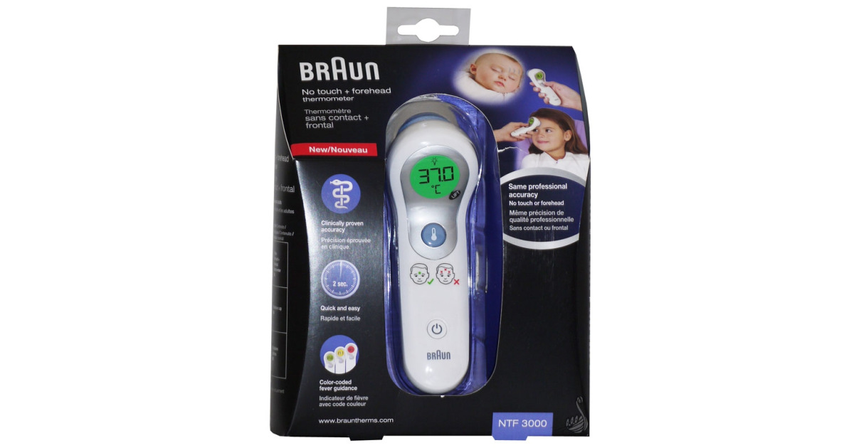 Braun Thermomètre Sans Contact + Frontal, NTF3000