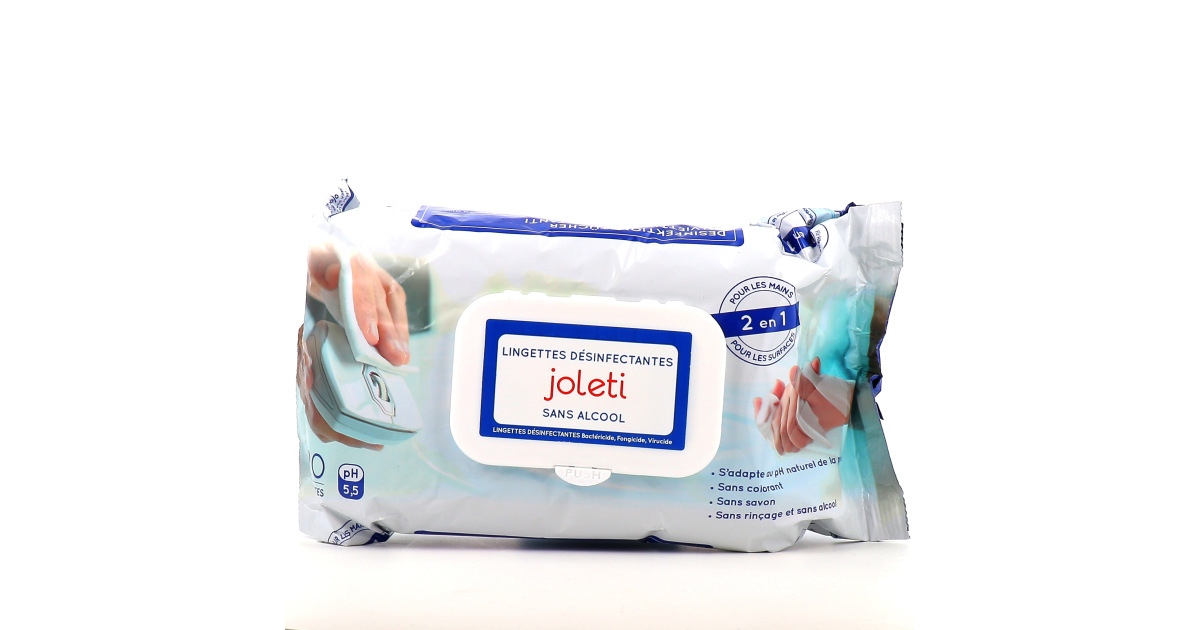 Lingettes désinfectantes surface et mains Joleti - 3,25 €