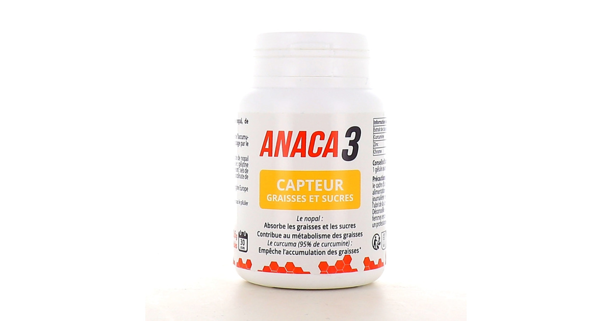 Anaca 3+ Capteur Graisses & Sucres 5en1 120 gélules - Paraphamadirect