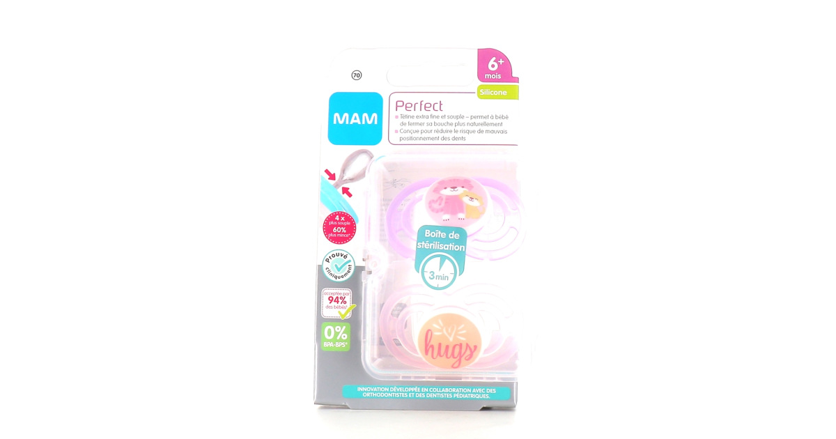 MAM Sucettes Perfect Silicone 18 Mois+ 2pcs - Protection Dentaire