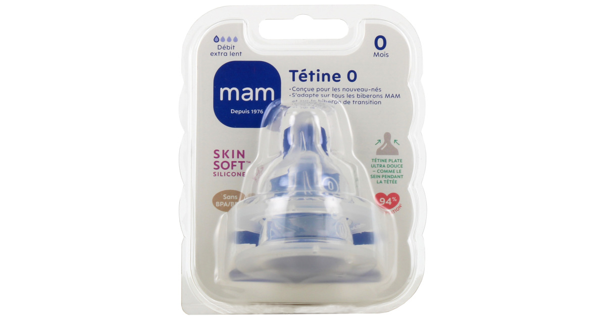 MAM Tétine silicone - Débit Lent 1 2 pc(s) - Redcare Pharmacie