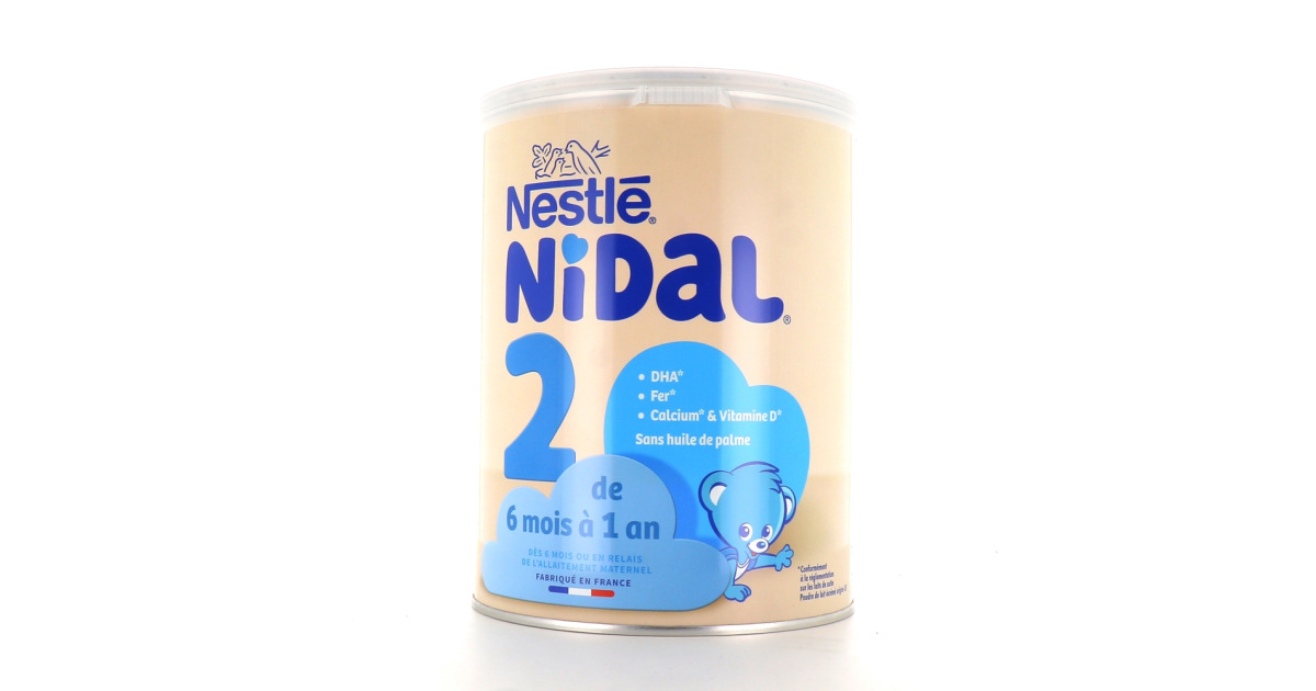 NESTLE Nidal 2 lait 2ème âge en poudre épaissi dès 6 mois 800g pas cher 