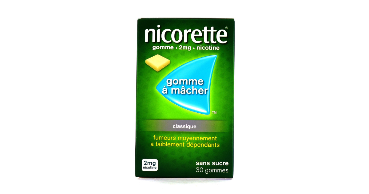 Nicorette 2 mg Menthe fraîche Sans sucre Gommes à mâcher aide au sevrage  tabagique