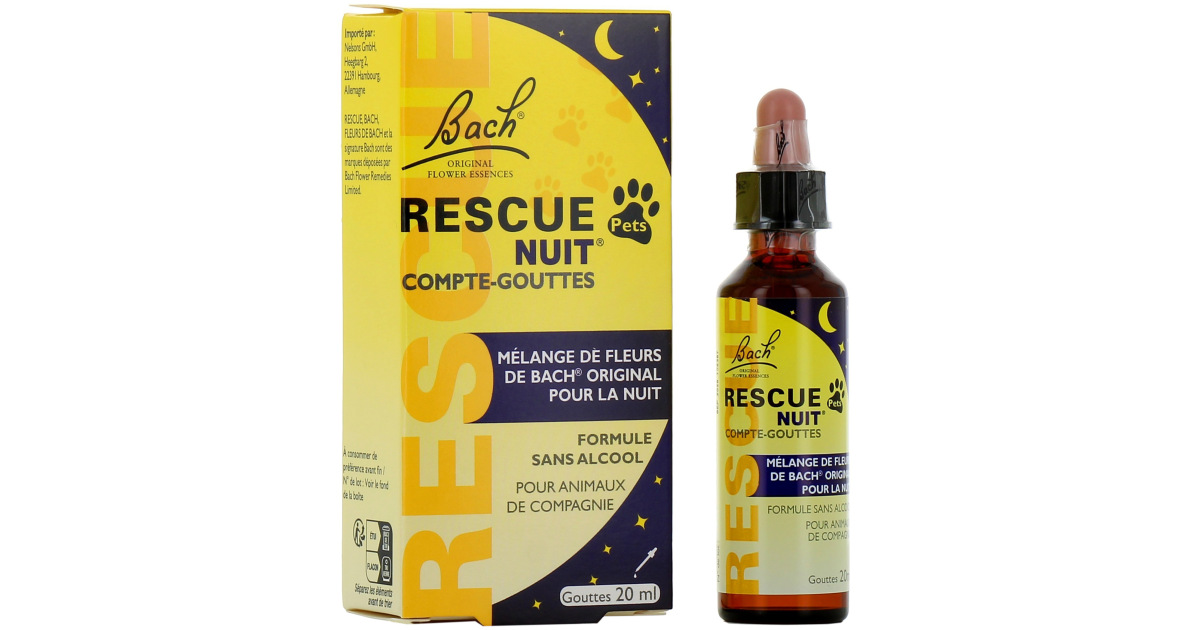 Fleurs de Bach Rescue Nuit Pets Compte-Gouttes 20ml - Paraphamadirect