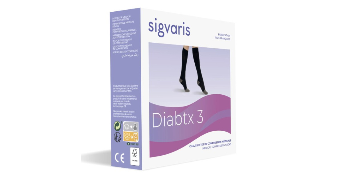 Chaussettes de contention Femme diabétique Diabtx3 Classe 3 par Sigvaris