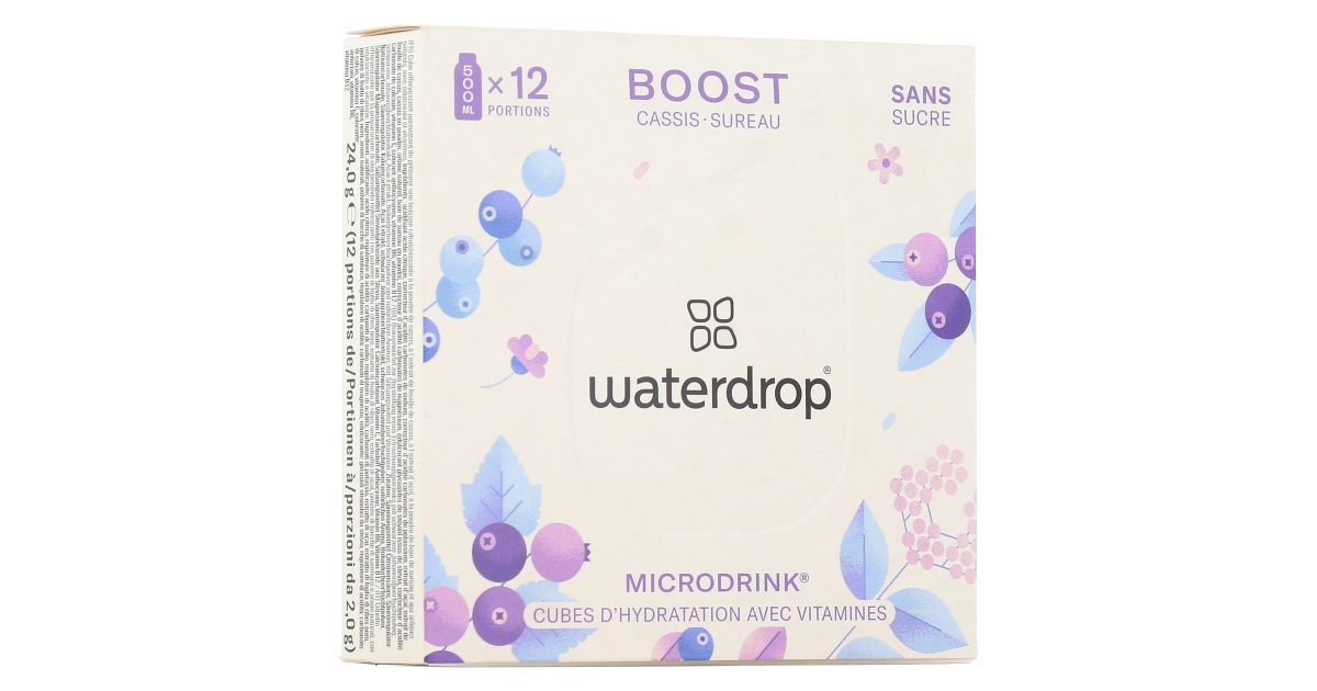 Coffret Microdrink waterdrop®, 48 boisson en cube effervescente en 4  saveurs, Extraits naturels de fruits et de plantes, Avec vitamines, sans  sucre