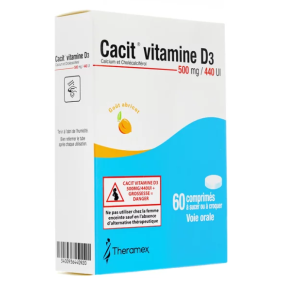 Cacit Vitamine D3 500mg / 440UI 60 comprimés à sucer