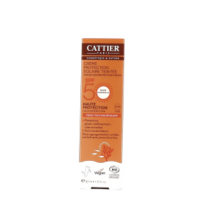Cattier Crème Protection Solaire Teintée Bio SPF50 Visage & Décolleté