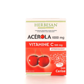 Herbesan Acérola Vitamine C Goût cerise 30 comprimés effervescents