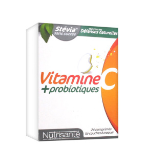 Nutrisanté Stévia Vitamine C + Probiotiques Défenses naturelles 24 comprimés