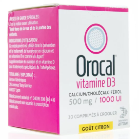 Orocal 500mg / 1000 UI 30 comprimés