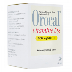 Orocal Vitamine D3 500mg / 200UI Comprimés à sucer