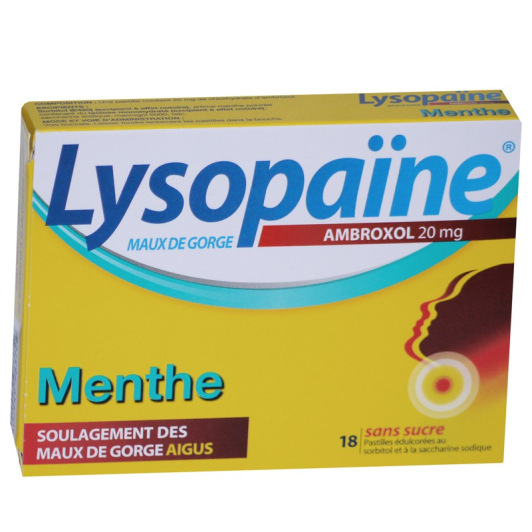 Lysopaïne ambroxol 20mg 18 pastilles menthe