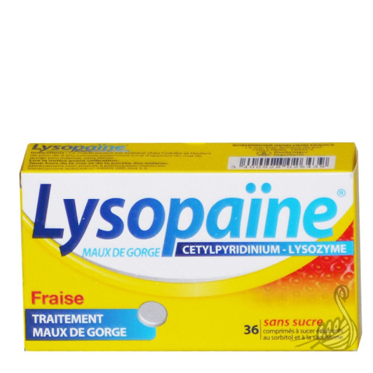 Lysopaine maux de gorge fraise 36 comprimés sans sucre