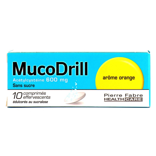 Mucodrill Acetylcystéine 600 mg 10 comprimés effervescents