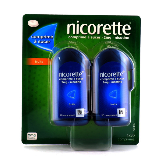 Nicorette Nicotine 2 mg Fruits 4 x 20 Comprimés à sucer