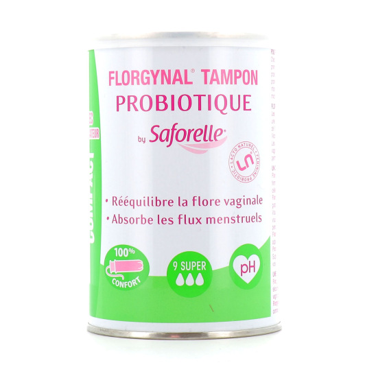 Saforelle Florgynal Tampon Probiotique Super avec Applicateur Compact x9