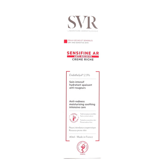 SVR Sensifine AR Crème riche soin intensif hydratant apaisant anti-rougeurs
