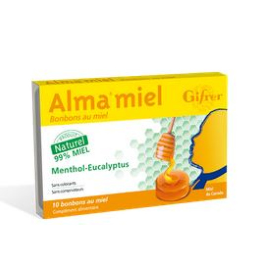 Alma Miel Menthol eucalyptus 10 Bonbons pour un bien-être respiratoire