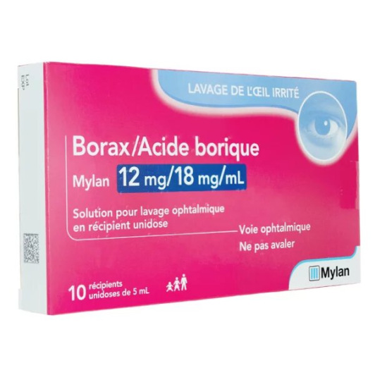 Borax / Acide Borique Solution pour Lavage Ophtalmique unidose