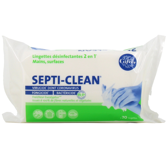 Gifrer Septi-Clean Lingettes Désinfectantes 2 en 1