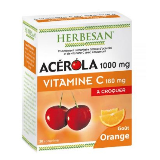 Herbesan Acerola goût orange 1000 30 comprimés à croquer