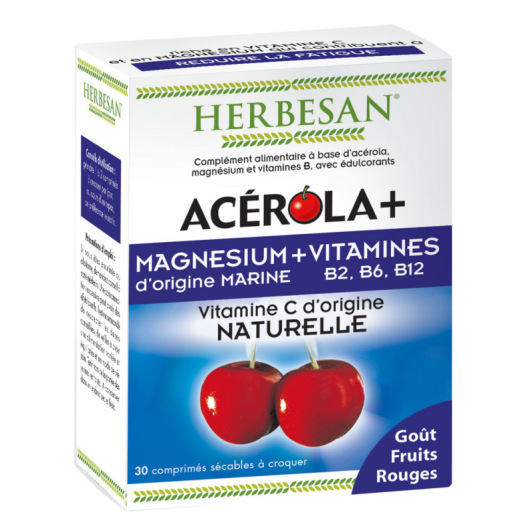 Herbesan - Acerola+ Magnésium & Vitamines - 30 comprimés à croquer
