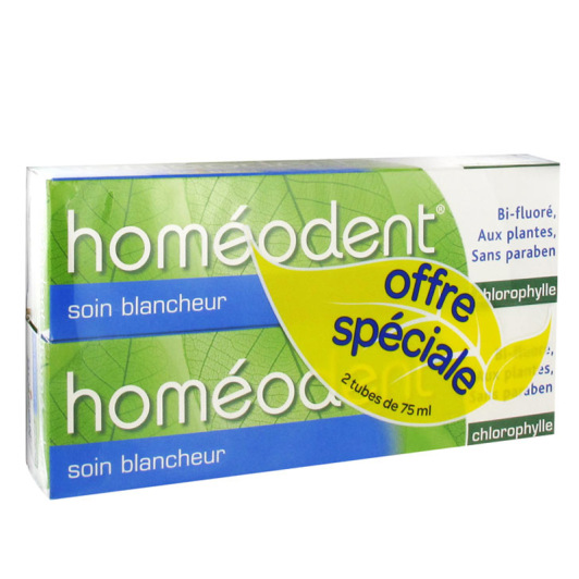 Homéodent Dentifrice Soin blancheur Chlorophylle Lot de 2 tubes 75ml