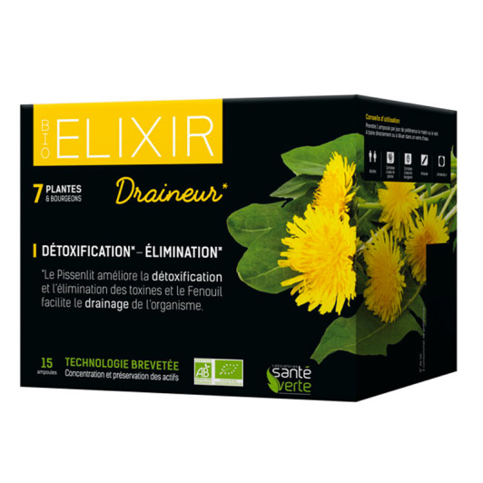 Santé Verte Bio Elixir Draineur 15 Ampoules