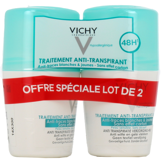 Vichy Déodorant Anti-Transpirant 48h Anti-traces Sans effet Carton