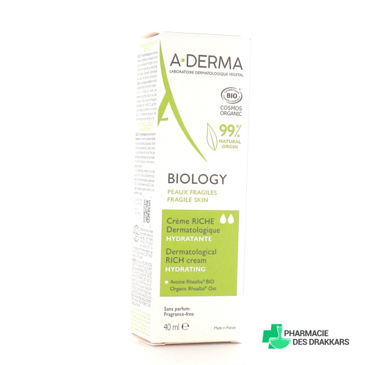 A-Derma Biology Crème Hydratante Dermatologique Bio