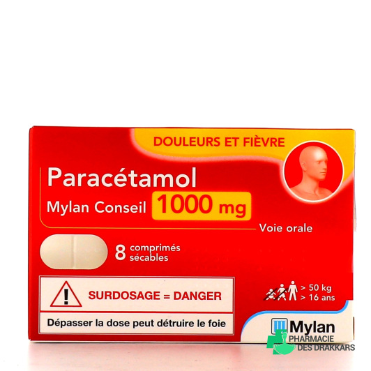 Mylan Conseil Paracétamol 1000 mg 8 comprimés sécables