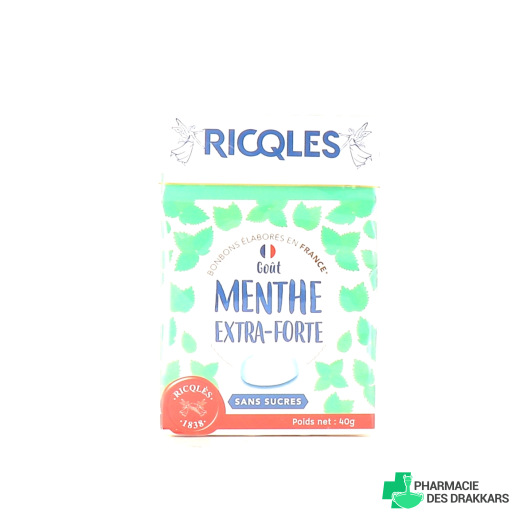 Ricqles Bonbons Menthe Extra-Forte sans sucres 40g