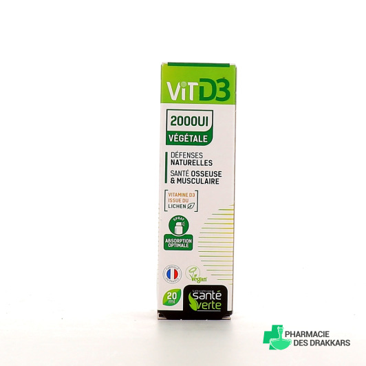 Santé Verte Vitamine D3 Végétale 2000 UI