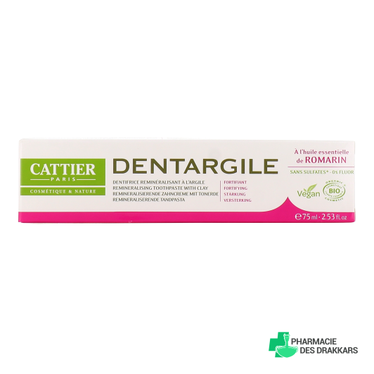 Cattier Dentargile Dentifrice Reminéralisant à l'Argile Bio