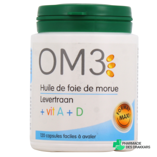 OM3 Huile de Foie de Morue Vitamine A + D 120 capsules