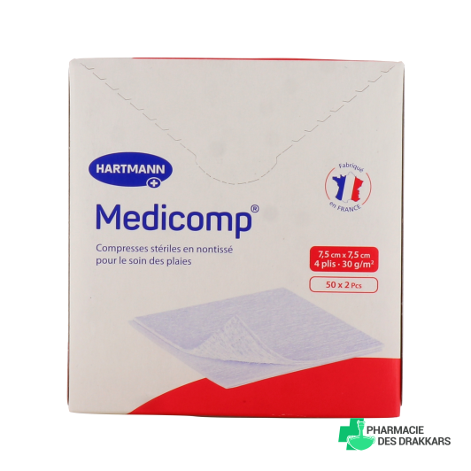 Hartmann Medicomp Compresses Non-Tissé Stériles 7,5 x 7,5 cm