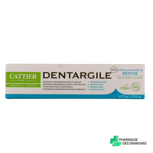 Cattier Dentargile Dentifrice Reminéralisant à l'Argile Bio