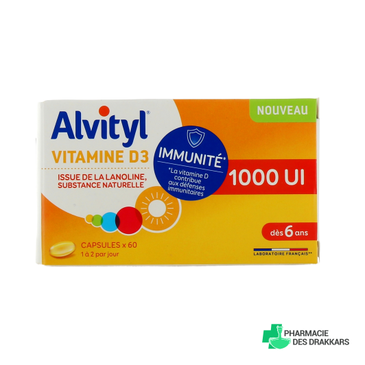 Alvityl Vitamine D3 Immunité 1000 UI capsules