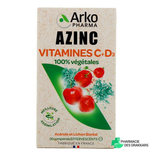 Azinc Vitamines C + D3 100 % végétales