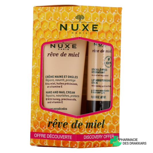 Nuxe Rêve de Miel Crème Mains et Ongles + Stick Lèvres Hydratant