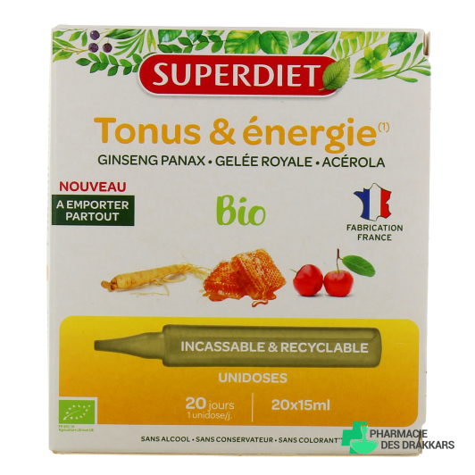 Super Diet Ginseng Gelée Royale Acérola Bio ampoules