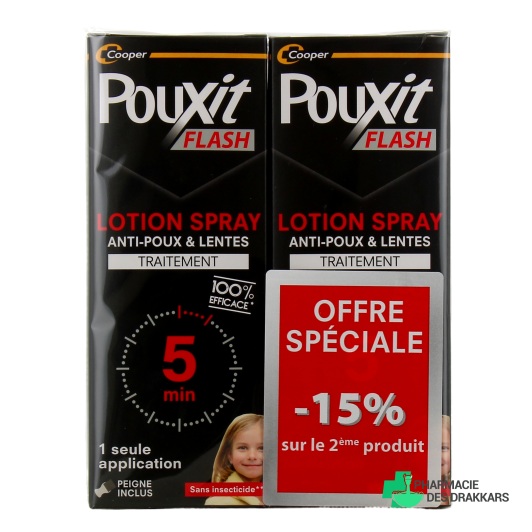 Pouxit Flash Traitement anti-poux et lentes Spray