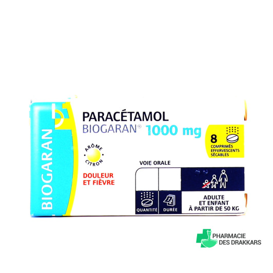 Biogaran Paracétamol 1000 mg 8 comprimés effervescents sécables