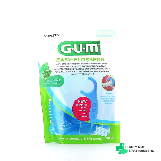 Gum Easy Flossers Fil dentaire étui de transport inclus x30