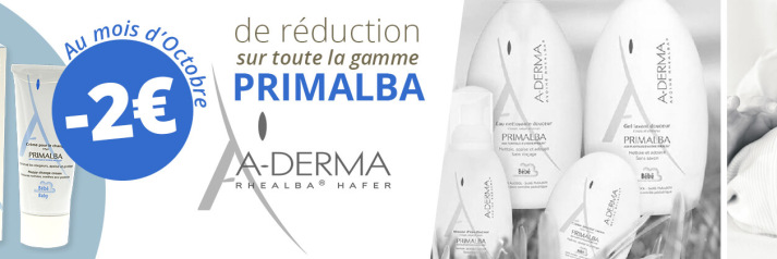 A-DERMA : -2 € sur les produits Primalba